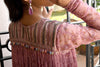 Pastel Pink Printed Anarkali Dress Backview