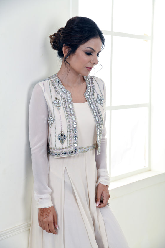 Flared jumpsuit combined with short jacket chudidar sleeve Coseview