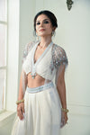 Women's Pastel Color Sharara Cape with halter neck blouse Frontview