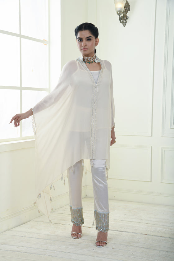 Pastel Embroidered Kaftan Set Frontview