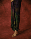 ANTIQUE GOLD JAALI-WORK CORSET SET WITH PRINTED DRAPE SKIRT