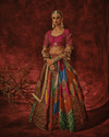 MULTICOLOUR VINTAGE BROCADE AND AJRAKH LEHENGA SET