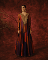 MULTICOLOUR ANARKALI WITH COLOUR-BLOCKED PANELS AND EMBROIDERED YOKE
