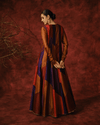 MULTICOLOUR ANARKALI WITH COLOUR-BLOCKED PANELS AND EMBROIDERED YOKE