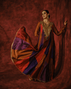 MULTICOLOUR ANARKALI WITH COLOUR-BLOCKED PANELS AND EMBROIDERED YOKE