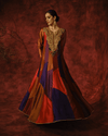 MULTICOLOUR ANARKALI WITH COLOUR-BLOCKED PANELS AND EMBROIDERED YOKE