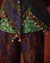 PRINTED BOHO BLAZER SET WITH JEWEL-EMBROIDERED COLLAR