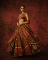 RUST NECKLACE-STYLE CAPE WITH MIRROR-WORK BUSTIER