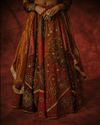 RUST NECKLACE-STYLE CAPE WITH MIRROR-WORK BUSTIER