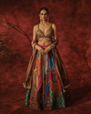 ANTIQUE GOLD RAW SILK BRALETTE WITH INTRICATE COIN WORK