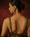 ANTIQUE GOLD RAW SILK BRALETTE WITH INTRICATE COIN WORK