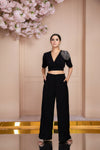 Black Crop Top with Falred Pant