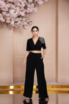 Black Crop Top with Falred Pant