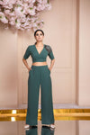 Mint Green Crop Top with Falred Pant