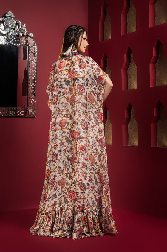 Embroidered Printed Sharara with bralette Backview