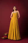 Buy Women's Designer Yellow Jacket Anarkali Set | Q by Sonia