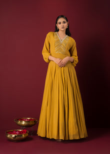  Buy Designer Yellow Embroidered Anarkali Dress | Q by Sonia
