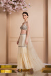Embroidered Bralette-Sharara with Long Cape Sideview