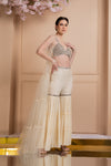 Embroidered Bralette-Sharara with Long Cape Leftview