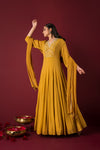 Buy Designer Yellow Embroidered Anarkali Dress | Q by Sonia