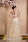 Embroidered Bralette-Sharara with Long Cape Backview