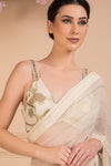 Printed Shimmer Blouse With Sequins Saree Closeview