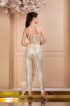 Embroidered Draped Corset Set Backview