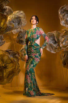  PRINTED EVENING GOWN