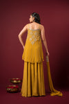 Buy Women's Designer Yellow Peplum Sharara Set | Q by Sonia