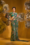 PRINTED SAREE WITH ONE SLEEVE BLOUSE