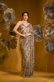  PRINTED SAREE WITH BRALETTE BLOUSE