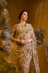 PRINTED SAREE WITH ONE SLEEVE BLOUSE