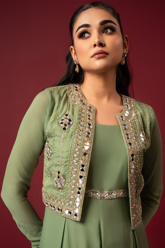 Women's Patel Embroidered Jacket Jumpsuit Set | Q by Sonia