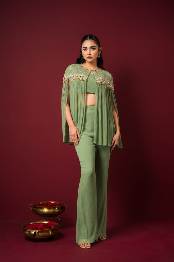 Buy Women's Designer Embroidered Cape Plazo Set | Q by Sonia