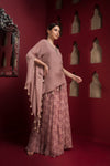 One side kaftan kurta with flared shahra pant with embroidery sideview