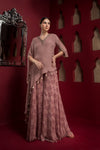 One side kaftan kurta with flared shahra pant with embroidery frontview