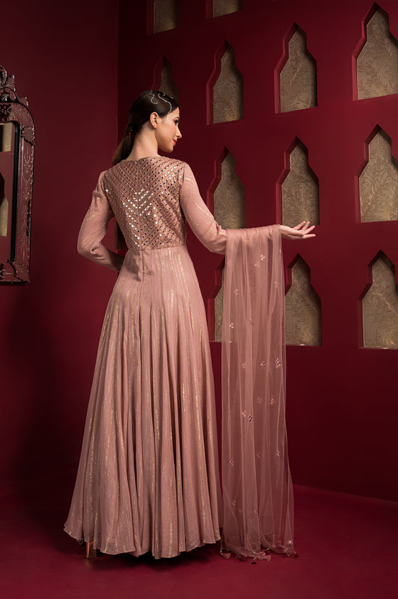 Women's Floor Length Anarkali Dress Backview