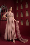 Pastel Pink Embroidered Anarkali set - Q by Sonia