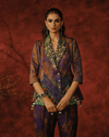 PRINTED BOHO BLAZER SET WITH JEWEL-EMBROIDERED COLLAR