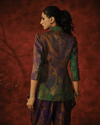 PRINTED BOHO BLAZER SET WITH JEWEL-EMBROIDERED COLLAR
