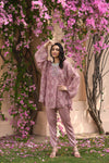 Women's Pink Floral Printed Boho Set Frontview