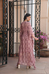 Women's Pastel Pink Printed kaftan dress Backview