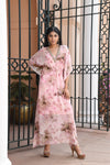 Light pink printed Long kaftan dress
