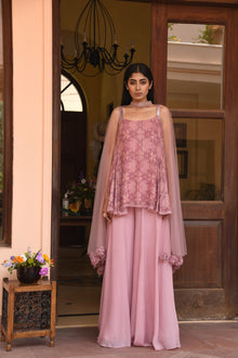  Pastel Pink Sharara Suit Set Frontview