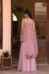 Pastel Pink Sharara Suit Set Frontview Backview