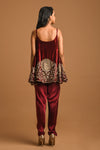 Embroidered Silk Velvet Kurta Set Backview