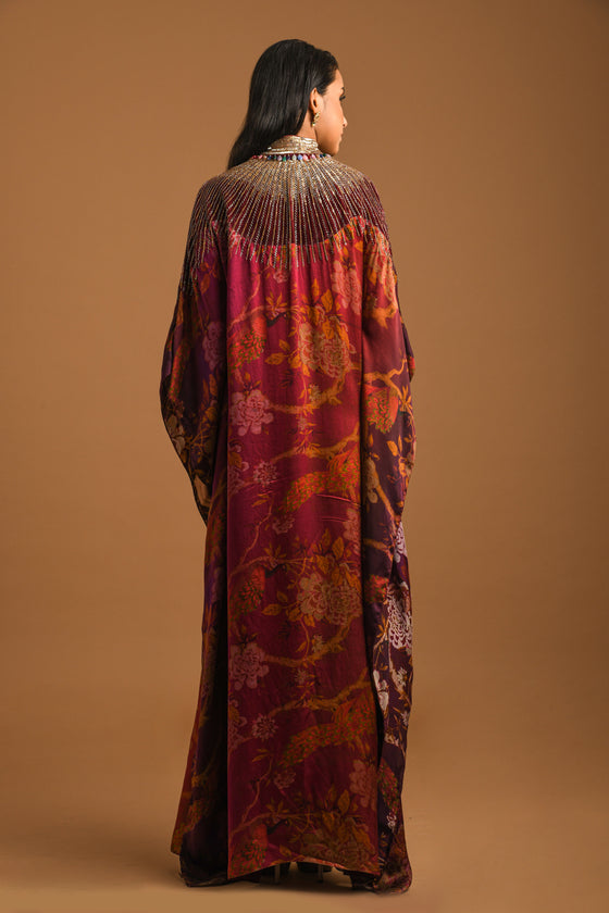 Multicolored Printed Kaftan Dress Backview