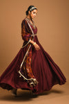 Floor length Anarkali with printed Dupatta Sideview