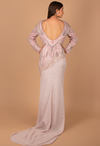 Blush Pink Fully Beaded Long Gown Backview