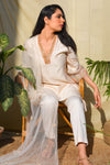 Off White Kurta with Lycra Pant & Net Dupatta Size - M - Q by Sonia Baderia
